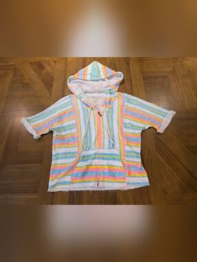 Billabong Terry Hooded Striped Shirt Sz Medium Beach Bum Summer Fun
